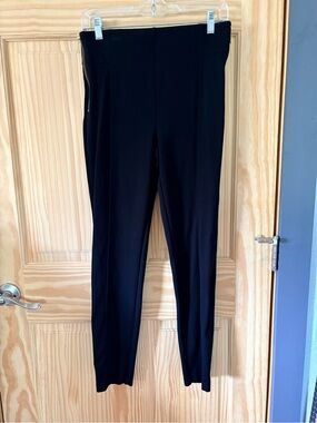 INC International Concepts Black Slim Ponte Pants w/gold zipper details on sides